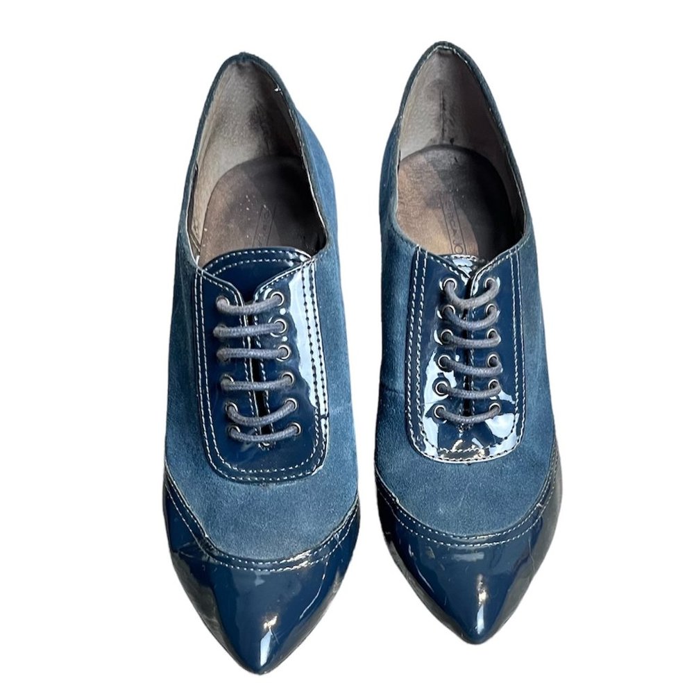 JOAN & DAVID Circa Blue Suede Heel Ankle Boots 9.5